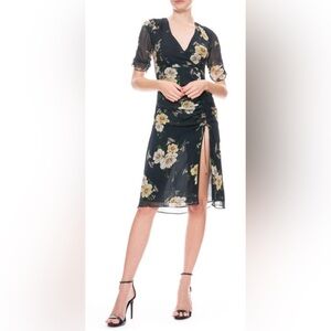 NWT Nicholas Floral Silk Tea Dress in Sapphire Multi Size 4